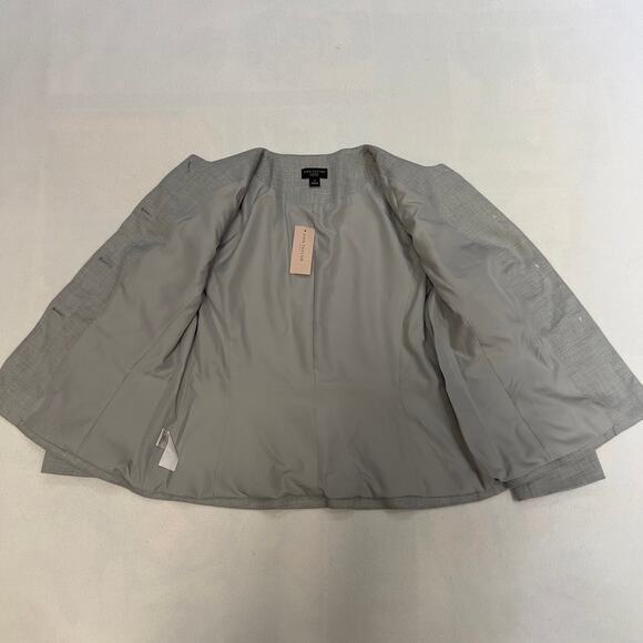 NWT Ann Taylor Petite Size 4P Gray Button Up No Collar Blazer Suit MSRP$160 - Picture 6 of 12